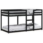vidaXL Lit superposé sans matelas noir 90x200 cm bois de pin massif
