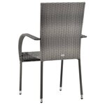 vidaXL Chaises empilables d'extérieur lot de 2 Gris Résine tressée