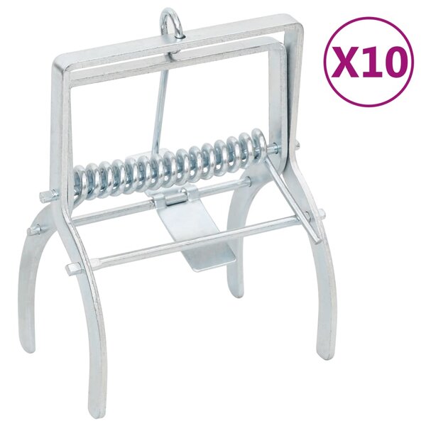 vidaXL Pièges à taupes 10 Pièces Argenté Acier galvanisé