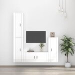 vidaXL Ensemble de meubles TV 4 Pièces Blanc brillant Bois d'ingénierie