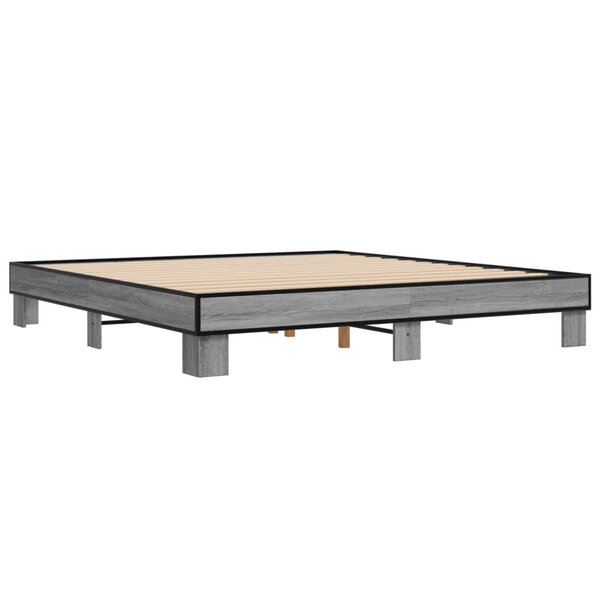 vidaXL Cadre de lit sonoma gris 200x200 cm bois d'ingénierie et métal
