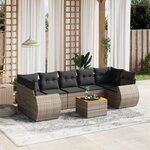 vidaXL Salon de jardin 8 Pièces avec coussins gris résine tressée