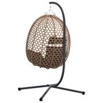 vidaXL Panier chaise œuf suspendue avec support Café Poly Rotin