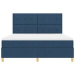 vidaXL Lit avec sommier tapissier et matelas bleu super king en tissu