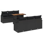Ensemble de Canapés de Jardin vidaXL 7 Pièces avec Coussins Noir Poly Rattan