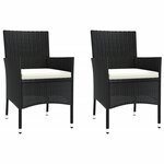 vidaXL Ensemble de bistro de jardin 3 Pièces coussins noir poly rotin
