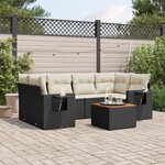 vidaXL Salon de jardin 7 Pièces avec coussins noir résine tressée