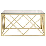 vidaXL Table basse doré acier inoxydable et verre trempé