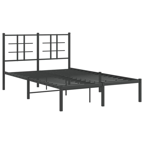 vidaXL Cadre de lit métal avec tête de lit noir 120x200 cm