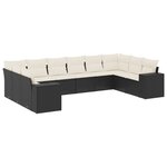vidaXL Salon de jardin 10 Pièces avec coussins noir résine tressée