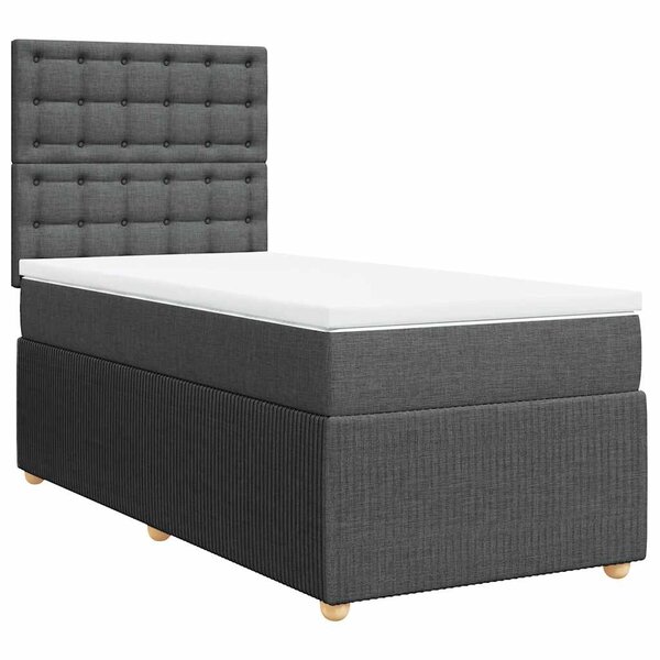 vidaXL Sommier à lattes de lit et matelas Gris foncé 90x190 cm Tissu