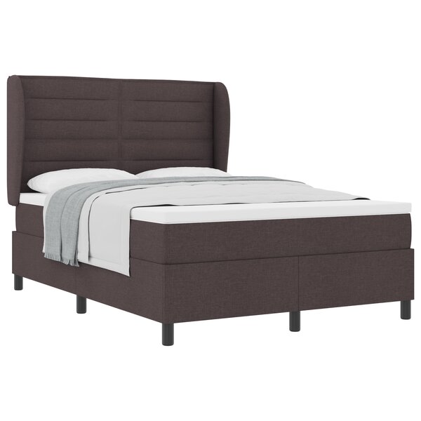 Lit avec sommier à ressorts et matelas vidaXL Marron foncé 140x200 cm Tissu