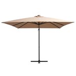 vidaXL Parasol déporté avec LED et mât en acier 250x250 cm Taupe