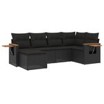 vidaXL Salon de jardin 6 Pièces avec coussins noir résine tressée