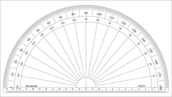 Rapporteur 1/2 cercle degrés Ø 25 cm
