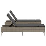 vidaXL Chaises longues avec coussins lot de 2 gris résine tressée