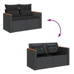 vidaXL Canapé de jardin avec coussins 2 places noir résine tressée