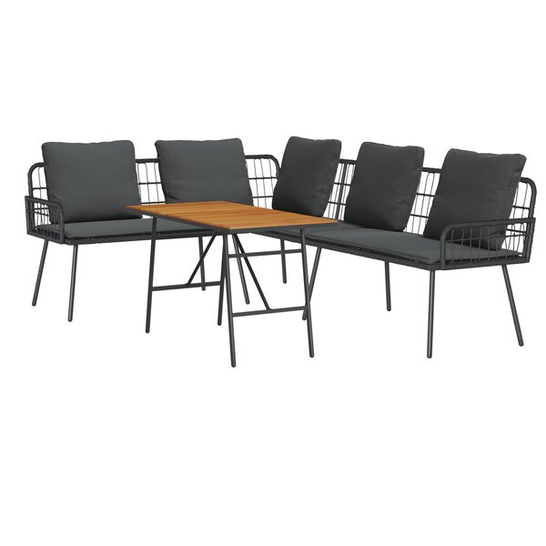 vidaXL Ensemble de Canapé de Jardin de 2 Pièces avec Coussins Noir Poly Rotin
