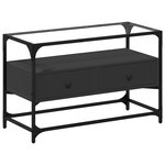 vidaXL Meuble TV et dessus en verre noir 80x35x51 cm bois d'ingénierie