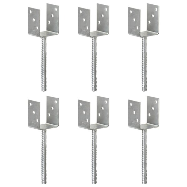 vidaXL Piquets de clôture 6 Pièces Argenté 8x6x30 cm Acier galvanisé