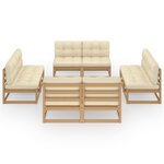Salon de jardin meuble d'extérieur ensemble de mobilier 8 pièces avec coussins bois de pin massif 02_0017523