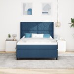 Lit Box Spring vidaXL avec Matelas & LED Bleu 140x190 cm Tissu