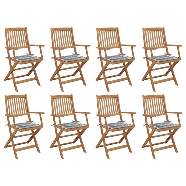 vidaXL Chaises pliables d'extérieur avec coussins 8 Pièces Bois d'acacia