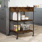 vidaXL Chariot de cuisine chêne fumé 60x48x89 5 cm bois d'ingénierie