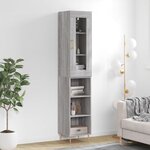 vidaXL Buffet haut Sonoma gris 34 5x34x180 cm Bois d'ingénierie