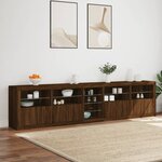 vidaXL Buffet avec lumières LED chêne marron 283x37x67 cm