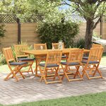 Chaises de jardin pliantes vidaXL avec coussin gris 8Pièces en bois d'acacia massif