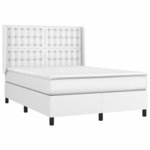 vidaXL Sommier à lattes de lit matelas LED Blanc 140x200 cm Similicuir