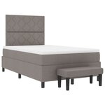 vidaXL Lit à Ressorts avec Matelas et Banc Gris 120x190 cm Tissu