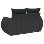 vidaXL Canapé de jardin avec coussins 2 places noir résine tressée