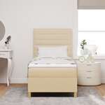 vidaXL Lit à ressort crème 90x200 cm en tissu