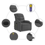 vidaXL Fauteuil inclinable de massage électrique gris foncé tissu