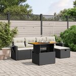 vidaXL Salon de jardin 6 Pièces avec coussins noir résine tressée