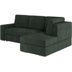 Canapé d'angle droit convertible ARTEMIS 4 places - Velours côtelé vert foncé - 246 x 174 x 96 cm