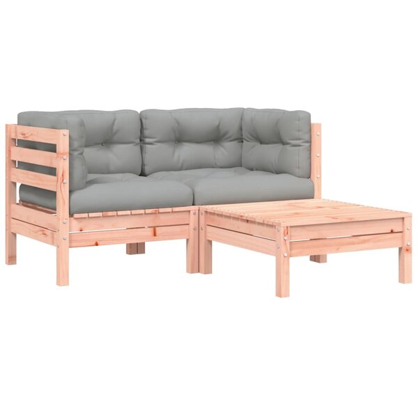 vidaXL Canapé de jardin avec coussins et repose-pied 2 places