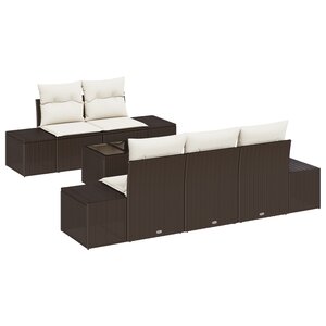 vidaXL Ensemble de canapé de jardin 6 pièces avec coussins en rattan poly marron