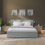 Lit coffre adulte MARTIN - Couchage 140 x 190 cm - Gris clair - Sommier à lattes - 201 x 146 x 99 cm