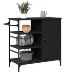 vidaXL Chariot de cuisine noir 87 5x38 5x84 5 cm bois d'ingénierie