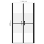 vidaXL Porte de douche ESG demi-dépoli (78-81)x190 cm