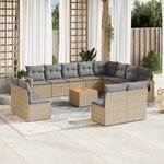vidaXL Salon de jardin avec coussins 13 Pièces beige résine tressée