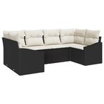 vidaXL Ensemble de canapé de jardin 6 pièces avec coussins en noir poly rotin