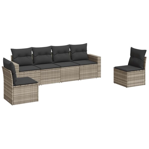 vidaXL Salon de jardin 6 Pièces avec coussins gris clair résine tressée