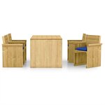 vidaXL Ensemble à manger de jardin 5 Pièces avec coussins pin imprégné