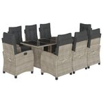 vidaXL Ensemble à manger de jardin et coussins 9 Pièces gris clair rotin