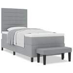 vidaXL Lit avec sommier avec matelas et banc gris clair 90x200 cm tissu