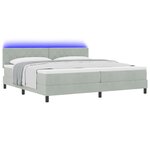 Lit à ressorts vidaXL avec matelas et lumière LED Gris clair 200x200 cm Velours